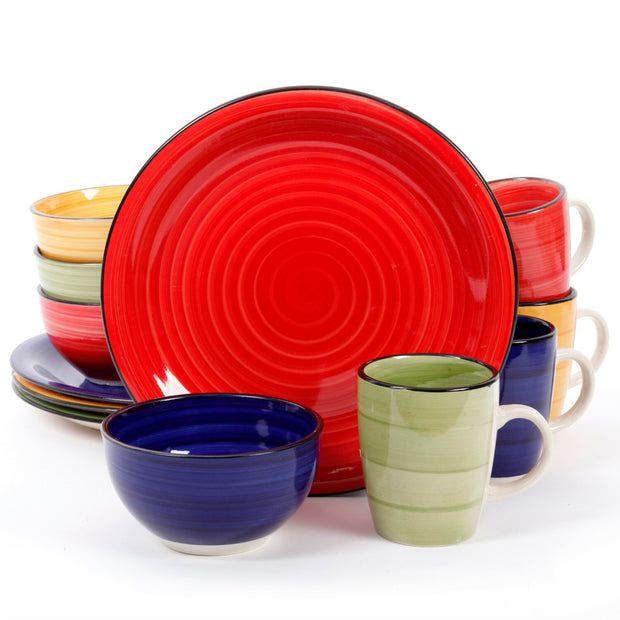 Gibson Home Color Vibes 12 Piece Round Dinnerware Set, Assorted Colors