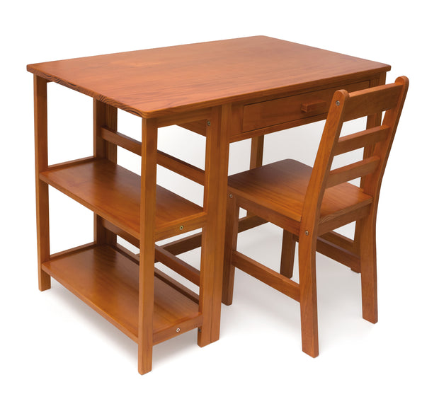Lipper Child's Work Station and Chair, Pecan Finish