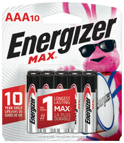 Energizer MAX Alkaline AAA Batteries, 10 Pack